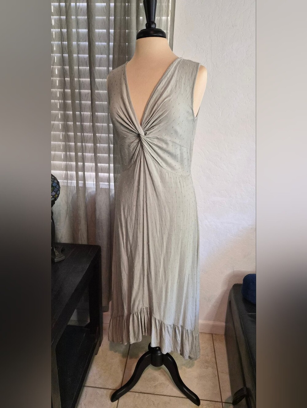 Sim & Sam Sage Twist Front Sleeveless Hi/Low Midi Dress Ruffle Hem #0472